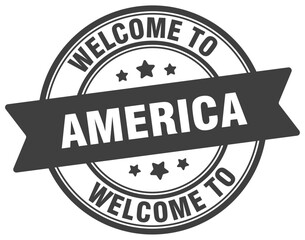 Welcome to America stamp. America round sign