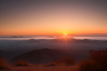 Beautiful Sunset Capturing the Tranquility of the Waning Day, sunrise over the mountains