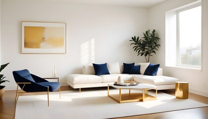 white and gold theme modern interior