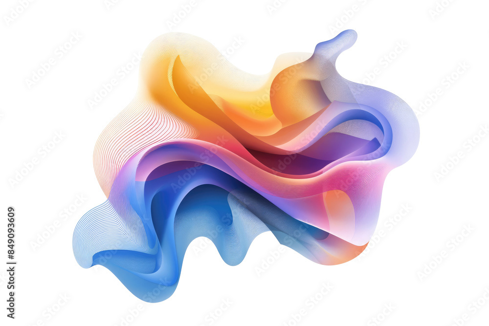 Poster abstract gradient colored wave form isolated on white or transparent png