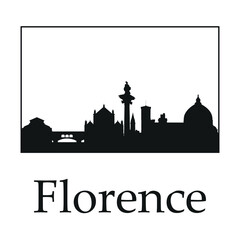 Fototapeta premium Black and white landscape of Florence. Vector on a gray background