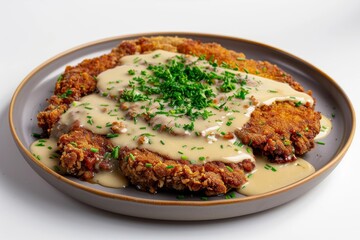 Homemade BBQ Chicken Fried Steak with Creamy White Gravy
