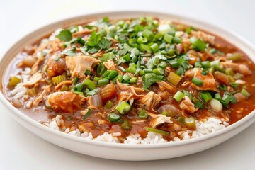 Southern BBQ Turkey Gumbo with Rice and Green Onions