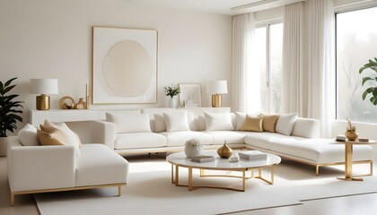 white and gold theme modern interior