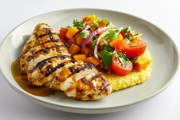 BBQ Spiced Chicken and Pumpkin-Chipotle Polenta with Fresh Salsa Salad