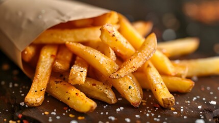 Seasoned French Fries with Sea Salt and Pepper Flakes