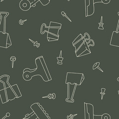 Outline Paperclip Pin Button Seamless Pattern Vector illustration for Print, Wallpaper, Decoration.