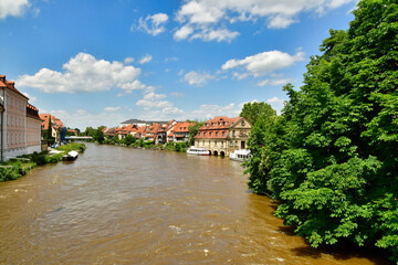 Bamberg ancient town bridge regnitz bavaria germany