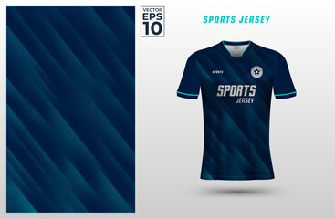 T Shirt sport jersey design template with geometric halftone background. Sport uniform in front view. Shirt mock up for sport club. Vector Illustration