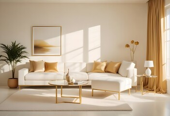 white and gold theme modern interior