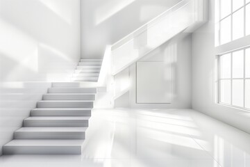 Obraz premium white interior with stairs background