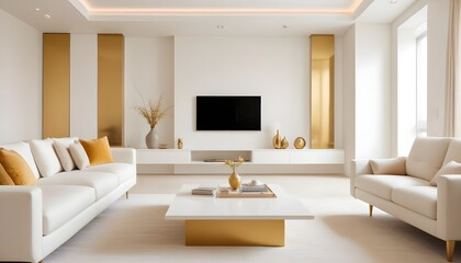 white and gold theme modern interior