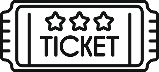 Simple ticket with three stars representing entertainment and leisure industries