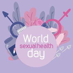World sexual health day flat design set poster