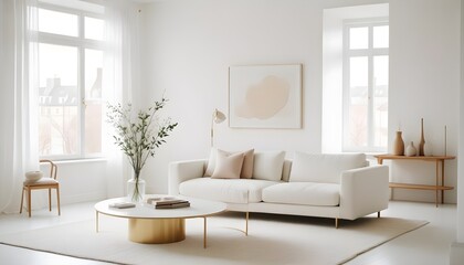 Fototapeta premium white and gold theme modern interior