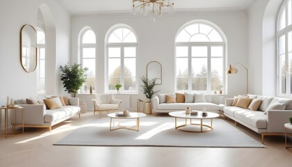 white and gold theme modern interior