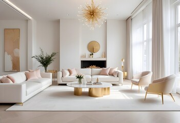 white and gold theme modern interior