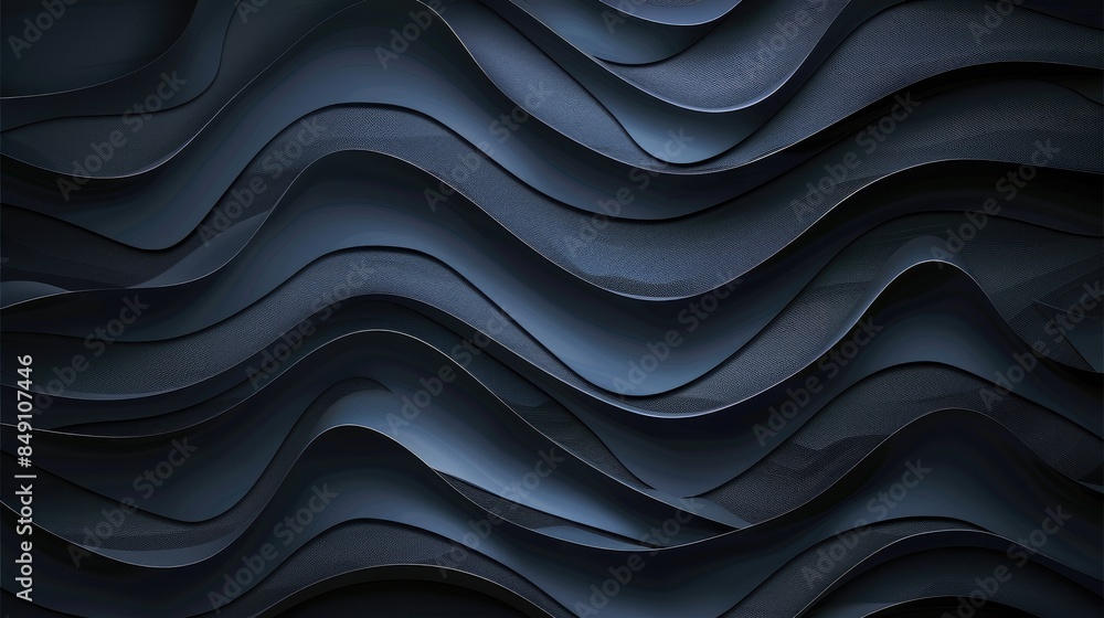 Poster design of abstract wave background with dark theme