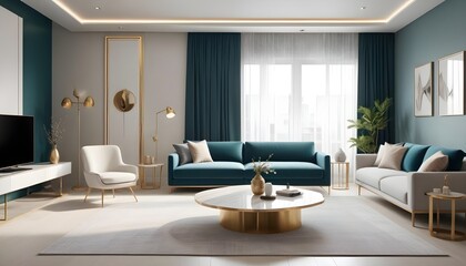 white and gold theme modern interior