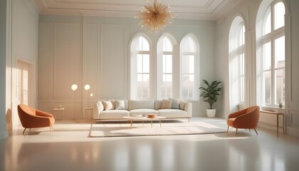 white and gold theme modern interior