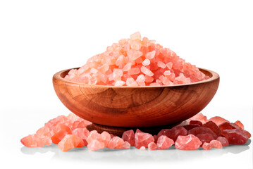 pink salt in a bowl isolated on transparent background, png file