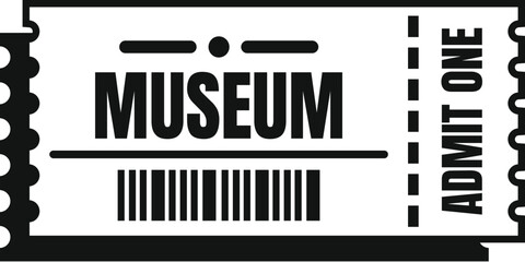Simple black and white icon of a museum ticket showing a barcode for entrance