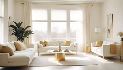 white and gold theme modern interior