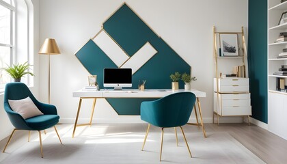 white and gold theme modern interior