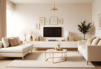 white and gold theme modern interior