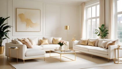 white and gold theme modern interior
