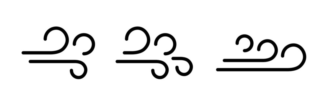 Wind blow line icon fresh vector cloud air isolated speed symbol. Wind blow air line icon logo.