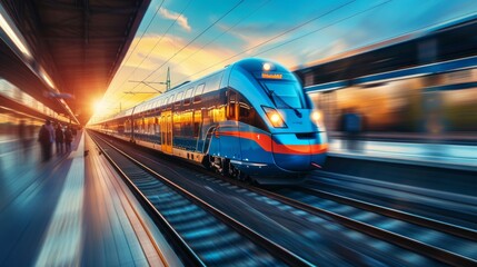 Naklejka premium Futuristic modern train of non existent design