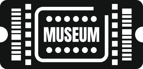 Black museum ticket icon representing visiting a museum