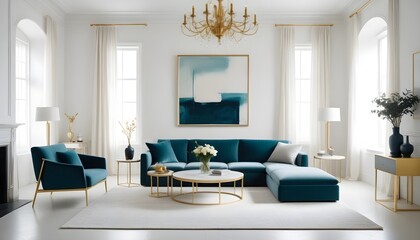 white and gold theme modern interior
