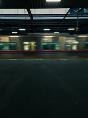 Blurred Motion of Train at Station Platform