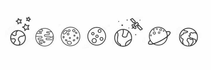 Set of Space Related Vector Line Icons. © anouar