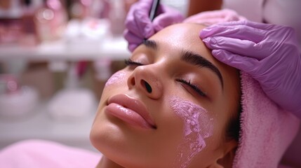A person performing a manicure with the client's face deliberately blurred for privacy