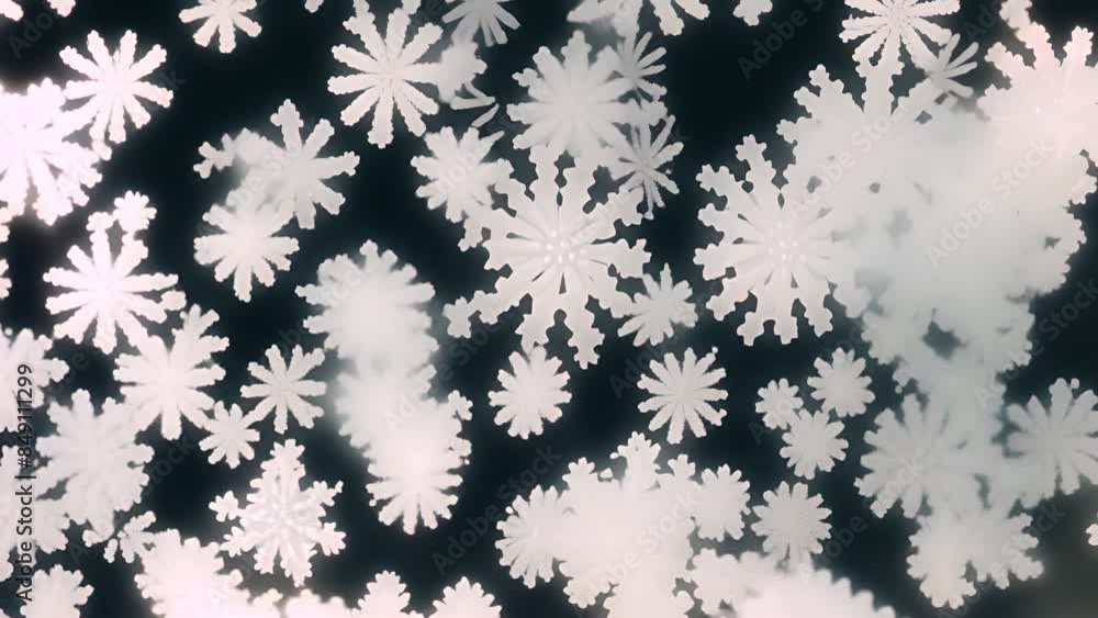 Poster white snowflake pattern on dark blue background generative ai