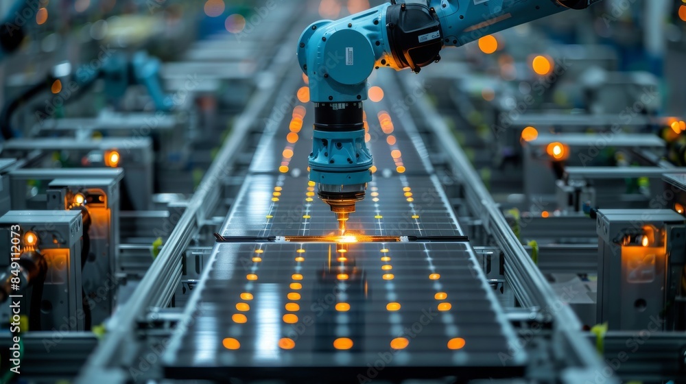 Poster precision robotics streamline the manufacturing process of solar panels in a high-tech industrial se