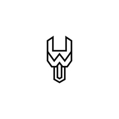Wrench in letter W shape logo design.