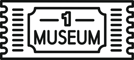 Museum ticket entry admit one icon showing visit to cultural exhibition