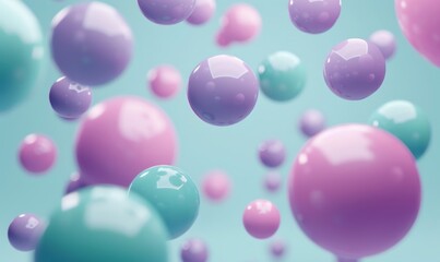 3d cluster of colorful spheres in shades of purple, pink, and blue floating in mid-air, creating an abstract and vibrant visual