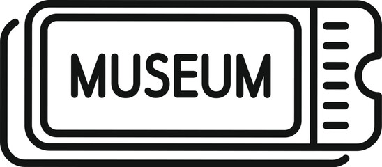 Simple line art icon of a museum ticket granting admission for one person