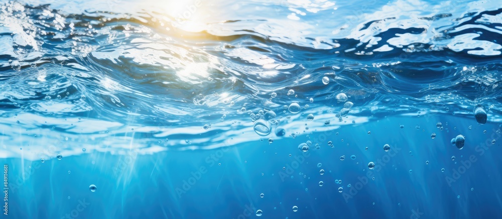 Poster closeup blur abstract of surface blue water abstract of surface blue water reflected with sunlight f