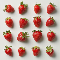 strawberry fruit collection, on white background