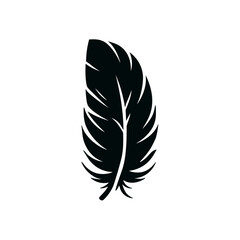 Fototapeta premium Feather weight light black vector icon. Smooth black feather pictogram logo bird icon.