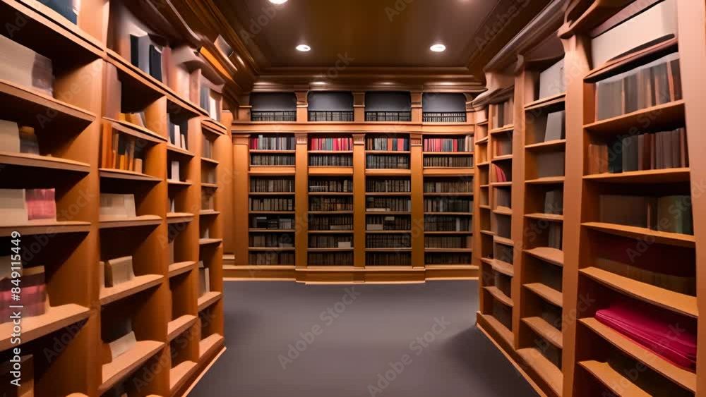 Poster library bookcases filled with books generative ai