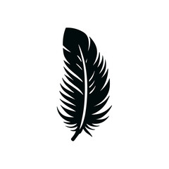 Feather weight light black vector icon. Smooth black feather pictogram logo bird icon.