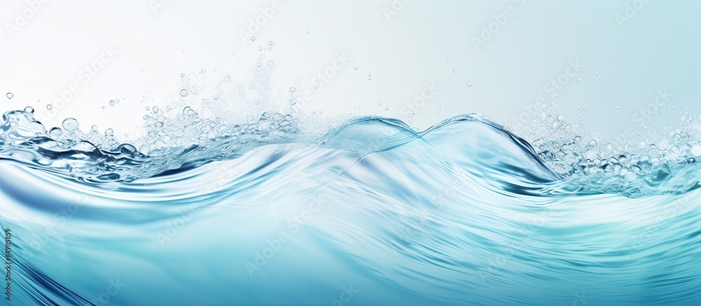 Aufkleber transparent white clear water wave surface texture with splashes and bubbles abstract summer banner 