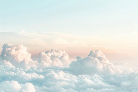 Serene Sky Above Clouds Soft Pastel Neutral Colors Minimalist Aesthetic Wallpaper